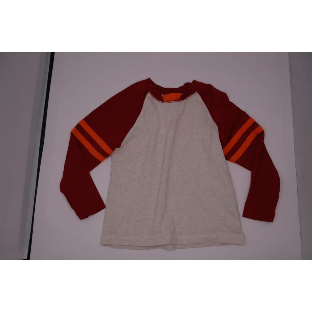 Hanna Andersson Kids Long Sleeve Baseball Tee Shirt Cotton Blend Red Orange 3T